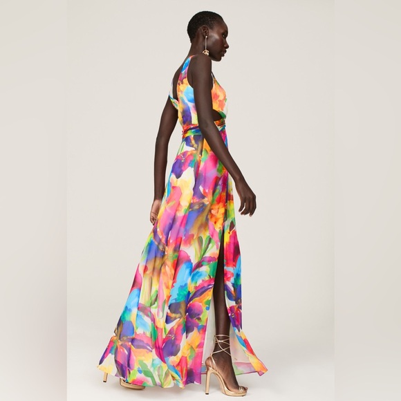 Liv Foster Colorful Tie Die Cut Out Gown Size 12 - Picture 2 of 10